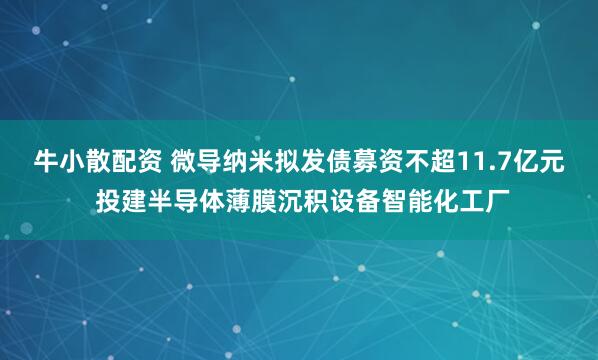 牛小散配资 微导纳米拟发债募资不超11.7亿元 投建半导体薄膜沉积设备智能化工厂